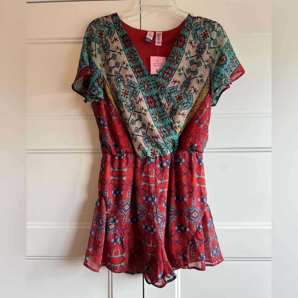 Red V-Neck‎ Romper